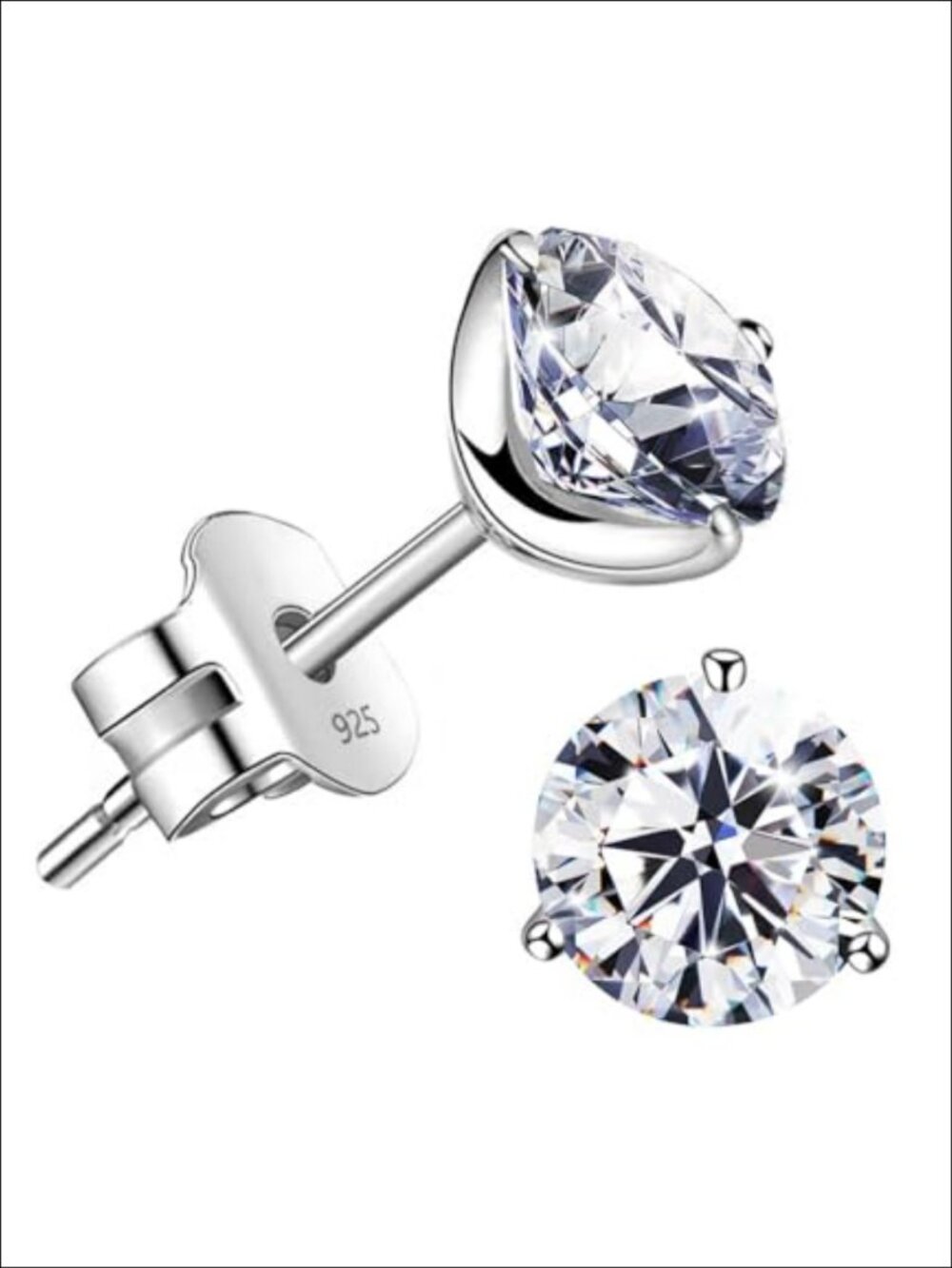 18K Gold Plated Sterling Silver Simulated Diamond Stud Earrings